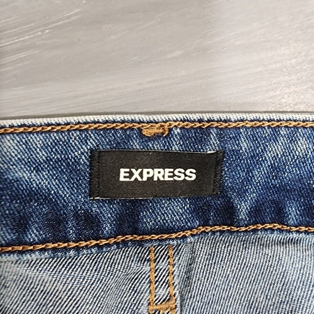 Express 90s Ankle Boot Mid Rise‎ Distressed Ripped Jeans Women's Size 2R - Picture 4 of 12